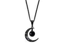 Ticome Collier Pendentif Lune Cristal Noir Gothique Creux Alliage Bijoux Punk Style Mode Cadeau Personnalisé pour Femme/Fille