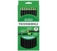 Ticonderoga Lot de 12 crayons à papier avec étui en bois, non aiguisés, #2 HB doux, noir