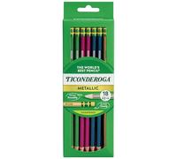 Ticonderoga Lot de 18 crayons à papier pré-taillés, #2 HB doux, couleurs métallisées