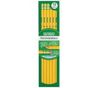 Ticonderoga Pencil,w/ Eraser,No 2 Med. Soft, 12ea/DZ, YW, Sold as 1 Dozen