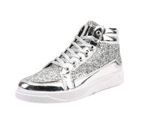 ticticlily Baskets Homme Haute Brillance Bottines Paillettes Chaussures Streetwear Hip Hop Bottes Décontractées A Argenté 42 EU