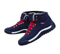 ticticlily Botte Femme Homme Hiver Fourrure Bottines Neige Plates Chaudes Chaussures Lacet Antidérapant Mode Unisexe Bottes de Neige D'extérieur E Bleu Foncé 41 EU