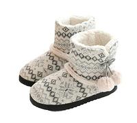 ticticlily Bottes Chaussons Femme Chaud Fourrure Doublé Bottines Dames Chaussures de Maison Enfiler Pantoufles Intérieur Antidérapant Caoutchouc Semelles A Gris Clair 37 EU