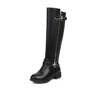 ticticlily Bottes de Cowboy Femme Bottes à Glissière Talon Imperméable Zip Hautes Wellington Boots C Noir 39 EU