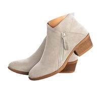 ticticlily Bottes Femme Confortables Vintage à Talon épais Bottine de Cowboy Chaussures A Beige 42 EU