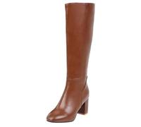 ticticlily Bottes Haute Femme Cuissardes Elastique Longues Boot de Hiver Chaussures Cuir Talon Bloc Bottes mi-Mollet Bottines à Talons Bloc A Marron 47 EU