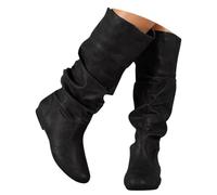 ticticlily Bottes Longue Femme Botte Hautes Hiver Plat Slip-on Longue Boots Confortable Bottes de Chevalier A Noir 41 EU