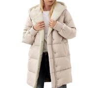 ticticlily Manteaux Femme Hiver Chaude Longue Manteau Doudoune avec Capuche Veste Aux Deux Parties avec Zippé Parka Puffer Coat Jacket A Abricot 3XL