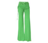 ticticlily Pantalon Large Femme Fluide Léger Taille Haute Elastique Pantalons Évasés Palazzo Décontracté de Yoga Sport Danse Casual Chic et Elegant Pantacourt A Vert XL