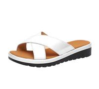 ticticlily Sandales Femme Été Bout Ouvert Rome Chaussures Vintage Pantoufles de Plage Vacances d'extérieur Slippers Tongs A Argenté 41 EU