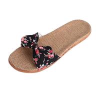 ticticlily Sandales Plates Espadrille pour Femme Lin Plateforme d'Été Élégante Sandale Chaussures De Marche A Noir 35/36 EU