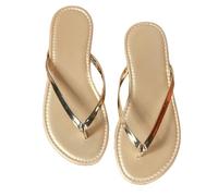 ticticlily Tong Femme Classiques Piscine Plage Claquette Femme éTé Cuir Sandales Plates Toe Comfy Chaussures Mules Pantoufles Décontractées D Or 39 EU