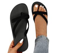 ticticlily Tongs Femme été Tissu Tong Mousse de Yoga Plates Coussined Sandales Plage et Piscine Chaussures A Noir 38 EU
