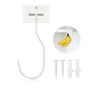 Ticway Crochet banane - Support de banane peu encombrant pour garder les bananes fraîches, crochet banane autocollant et vissable, 1 pack blanc