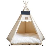 Tide à tipi de Chien et Chat Tide de Pipe Portable Teepee avec Coussin et Petit Tableau 28 Pouces Haut pour Chien intérieur Lavable Chiot Doux lit pour Animaux Compagnie Moins 15 kgd