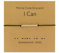 Tidefire Bracelets de Code Morse Pour Femmes Hommes Perles de Message Secret Bracelet en Soie Bracelet D'amitié Avec Carte de Signification (MS009 Je peux)