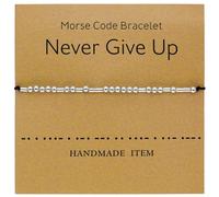Tidefire Bracelets de Code Morse Pour Femmes Hommes Perles de Message Secret Bracelet en Soie Bracelet D'amitié Avec Carte de Signification (MS009 N'abandonnez jamais)