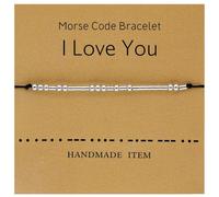 Tidefire Bracelets de Code Morse Pour Femmes Hommes Perles de Message Secret Bracelet en Soie Bracelet D'amitié Avec Carte de Signification (MS009 Je t'aime)