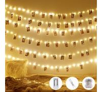 TIDEVAN 10M Guirlande Lumineuse Photo 100LEDs Guirlande Photo Blanc Chaud Guirlande Lumineuse Interieur Photo Chambre LED avec 80 Photo Clips, Pour Chambre à Coucher Fête, Mariage, Décoration de Noël