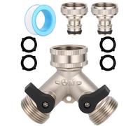 TIDEVAN 3/4" 2 Voies Raccord en Y Répartiteur de Robinet Y-Distributeur 3/4 Pouces Argenté Robinet Double Machine a Lave Raccord en Y pour Jardin Potager Extérieur Machine a Laver