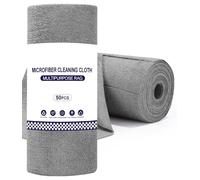 TIDEVAN 50 Pièces Chiffon en Microfibre sur Rouleau 30 x 30 cm Rouleau de Chiffon en Microfibre Chiffon de Nettoyage Déchirable, Réutilisables, Ultra Absorbants, pour Voiture, Maison, Cuisine, Gris