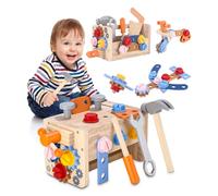 TIDEVAN Boite a Outil Enfant Jouets en Bois pour Enfant 3 Ans,41 Pièces Jouet en Bois Outils avec Boîte en Bois,Boite a Outils Enfant Établi Enfant DIY Jeux Boite a Outil,Cadeau 3 4 5 Ans Garçon Fille