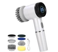 TIDEVAN Brosse de nettoyage électrique 5 en 1 avec affichage LED - Brosse électrique avec 5 têtes de brosse - 3 vitesses - Pour salle de bain, carrelage et voiture
