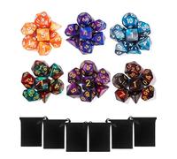 TIDEVAN Dés Polyédriques,42 Pièces Polyédrique Jeu de Dice Réutilisable Jeux de Table dés,avec 6 Petits Sacs à Dés Velours Gratuit Les Donjons Dragons DND RPG Jeux de Table MTG Dés D4 D8 D10 D12 D20