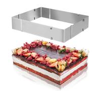 TIDEVAN Moule Pâtisserie en Acier Inoxydable Cadre Rectangulaire Réglable Moule Professionnel Rectangulaire Cadre Pâtisserie pour Dessert Gâteau Moule Carré la Hauteur 6 cm 20 à 38 cm x 24 à 46 cm