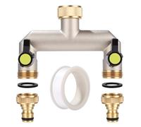TIDEVAN Robinet Distributeur 2 Voies Robinet 2 Voies 3/4" Double Raccord d'eau de Jardin Répartiteur avec Robinet Double Sortie Répartiteur d'eau pour Jardin Potager Extérieur Machine a Laver