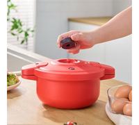 Tidevib Cocotte minute pour micro-ondes 27,5 x 14 cm multifonction avec fonction cuiseur vapeur pour riz, pâtes, légumes, en rouge