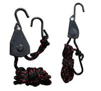 Tidevib Corde de suspension en plastique trempé avec corde de levage en polypropylène pour auvent de camping, 6 mm et 10 mm, noir et rouge, capacité de charge de 136 kg/220 kg