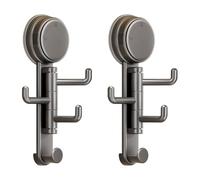 Tidevib Crochet rotatif à ventouse pour mur, installation sans perçage, réglable à 180°, réutilisable et lavable, forte capacité de charge, batterie de cuisine grise