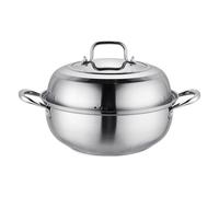 Tidevib Cuiseur vapeur épais en acier inoxydable 304 double couche pour la cuisson de la soupe avec fond anti-adhésif et compatibilité induction, 20,3 x 30,3 x 19 cm