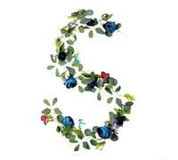 Tidevib Décoration murale printanière en forme de vigne d'eucalyptus | Feuilles d'eucalyptus réalistes, 200 cm de long, accents de papillon rose, flexibles pour la tige, utilisation en intérieur