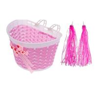 Tidevib Ensemble de décoration pour guidon de vélo et panier tressé pour scooter - Violet/rose - Ensemble décoratif en plastique avec fixation rapide