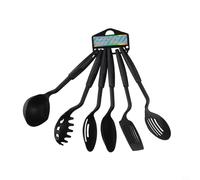 Tidevib Ensemble d'ustensiles de cuisine en nylon anti-adhésif résistant à la chaleur Spatule Spatule Louche Cuillère Passoire pour la cuisson à la friture Noir