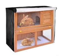 Tidevib Housse Oxford 210D avec revêtement argenté pour animal de compagnie, double couche, imperméable et coupe-vent, pour clapier à lapin, 1,2 m, noir (noir)