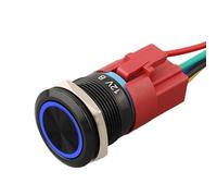 Tidevib Interrupteur à bouton-poussoir momentané en métal 22 mm 12 V avec lumière LED, auto-réinitialisation marche/arrêt, IP67, 1NO1NC, automobile pour panneau de moto