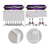 Tidevib Kit brosse rouleau principal et filtre pour Midea M9, VCR S10 Plus, Eureka E20 Plus, Obode A8 A8 Plus, Aurum PRO 6241-1 Setp Brosses latérales