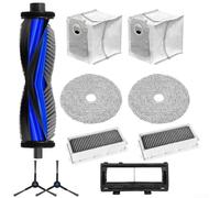 Tidevib Kit d'accessoires de rechange pour aspirateur ECOVACS pour Deebot pour mini robot, 1 brosse principale, 2 brosses latérales, 2 serpillères, 2 sacs à poussière, 2 filtres HEPA, 1 plaque de