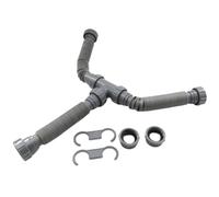 Tidevib Kit de vidange flexible pour évier double vasque, assemblage P-siphon réglable 20-80 cm, sorties 1-1/2 et 1-1/4", système de tuyaux en plastique avec adaptateurs et joints, installation facile