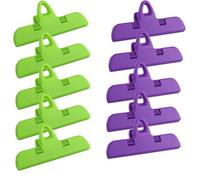 Tidevib Lot de 10 grands clips pour sacs en plastique pour la conservation des aliments et l'organisation de documents, violet, noir, vert, rouge