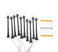 Tidevib Lot de 10 lampadaires à DEL à l'échelle O 1/48 avec résistances pour dispositions 12-16 V, longue durée de vie 3 V DC/AC pour dioramas ferroviaires et bâtiments 1.18
