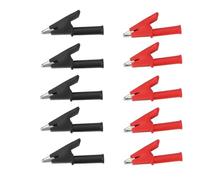 Tidevib Lot de 10 pinces crocodiles isolées très résistantes, 4 mm, compatibles avec les câbles de test multimètre, rouge et noir