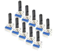 Tidevib Lot de 10 potentiomètres stéréo RK12 B10K B20K B50K B100K 6 broches Demi-arbre 30 mm Contrôle du volume