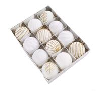 Tidevib Lot de 12 boules de Noël rouges et blanches de 6 cm pour fête, mariage, cérémonie, maison, jardin (A)