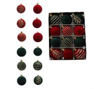 Tidevib Lot de 12 boules de Noël rouges et blanches pour sapin de Noël, fête, mariage, cérémonie, maison, jardin (F)