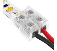 Tidevib Lot de 12 connecteurs de bande LED transparents sans soudure pour bandes lumineuses LED de 8 mm/10 mm à 2 broches, réutilisable et facile à installer, compatible avec les bandes COB SMD 5 V