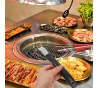 Tidevib Lot de 2 grilles de levage pour barbecue en acier inoxydable, sûr et facile avec manipulation sûre des grilles chaudes, noir